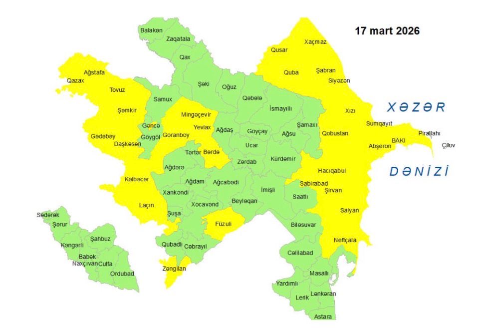 Sabah hava küləkli olacaq - XƏBƏRDARLIQ 