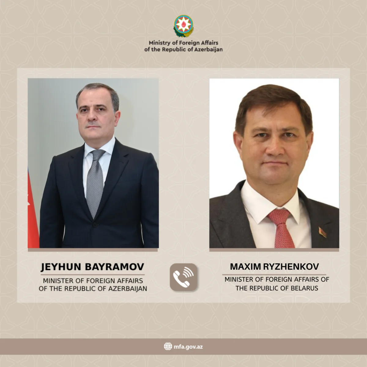 Ceyhun Bayramov belaruslu həmkarını İranın Naxçıvana dron hücumu ilə bağlı məlumatlandırıb